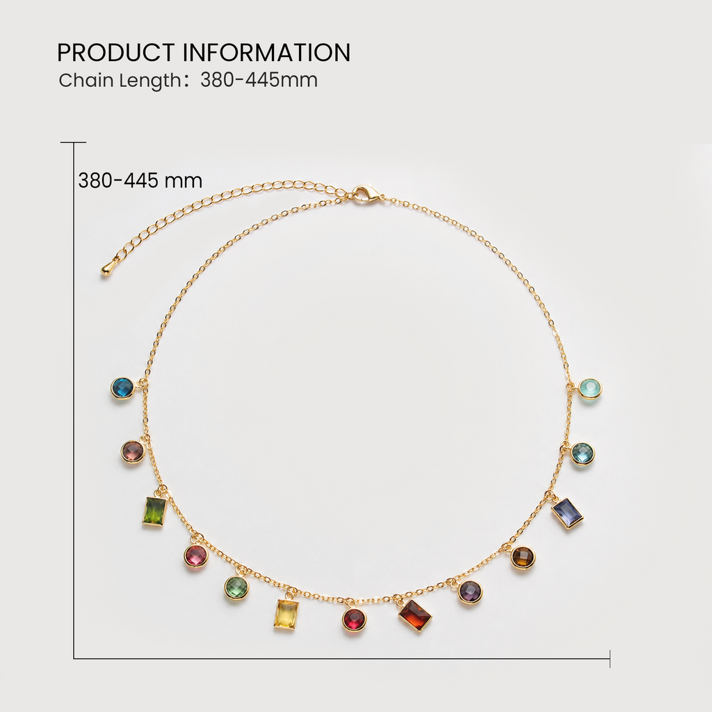Multicolor Glass Crystal Charm Necklace