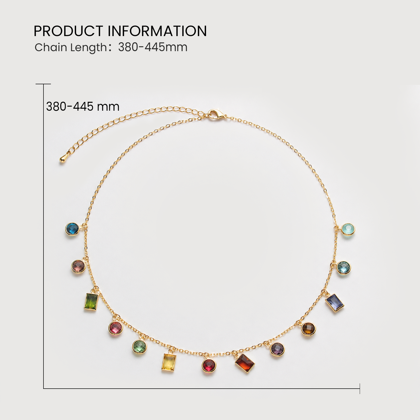 Multicolor Glass Crystal Charm Necklace