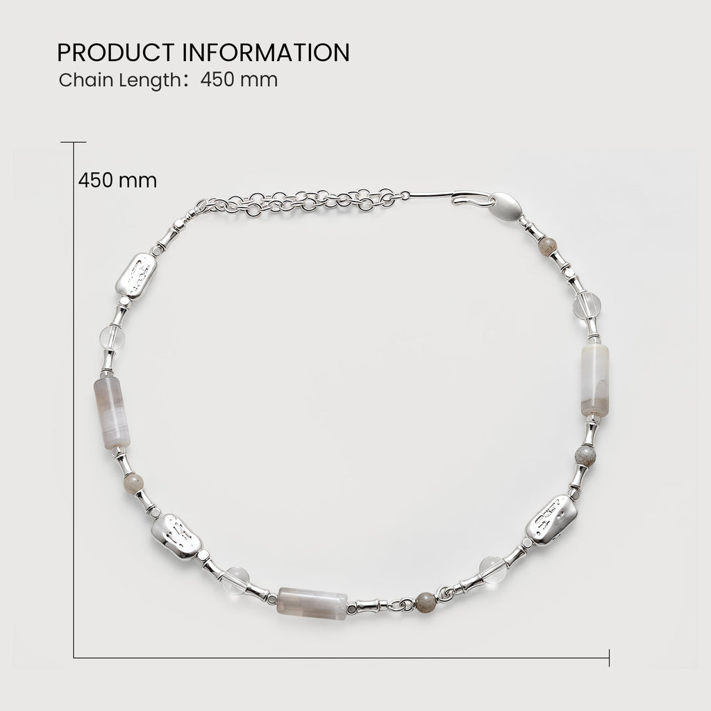 Silver-Tone Glass Crystal Beaded Necklace