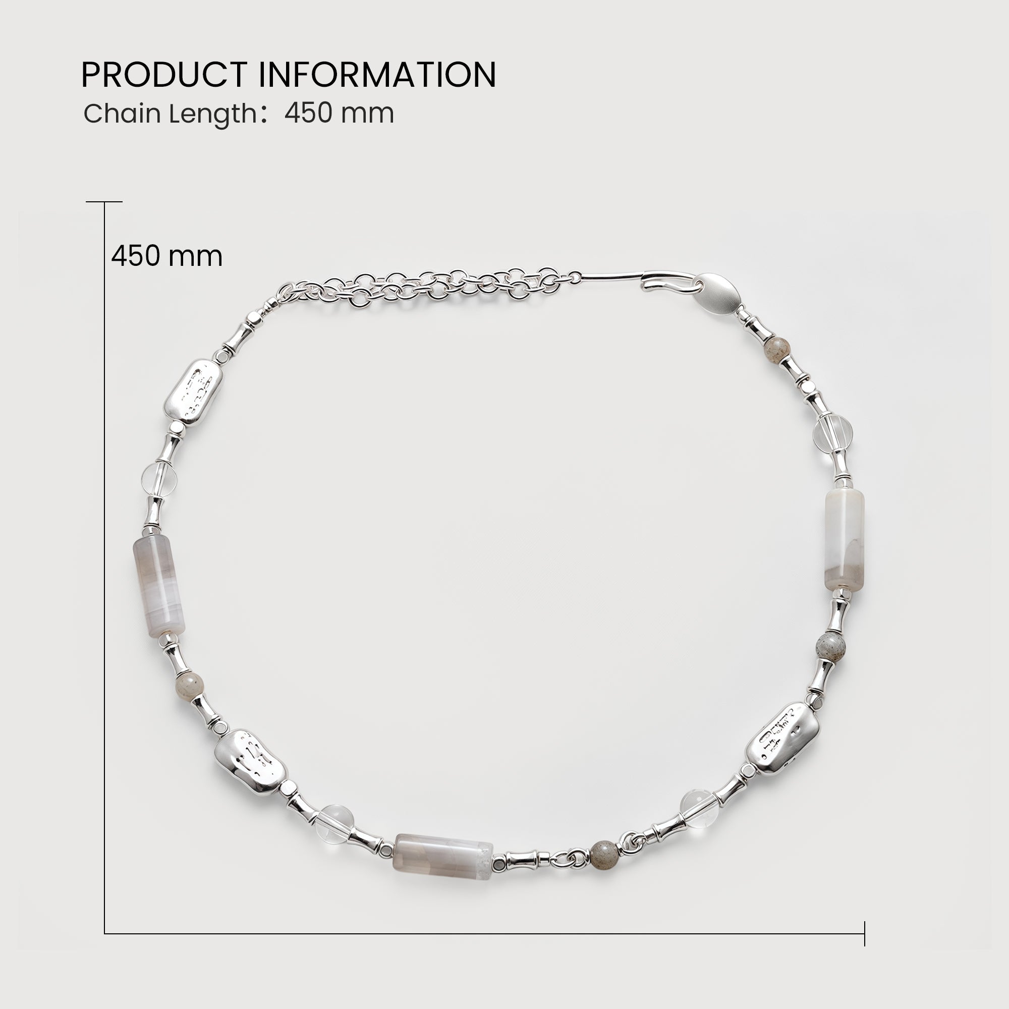 Silver-Tone Glass Crystal Beaded Necklace