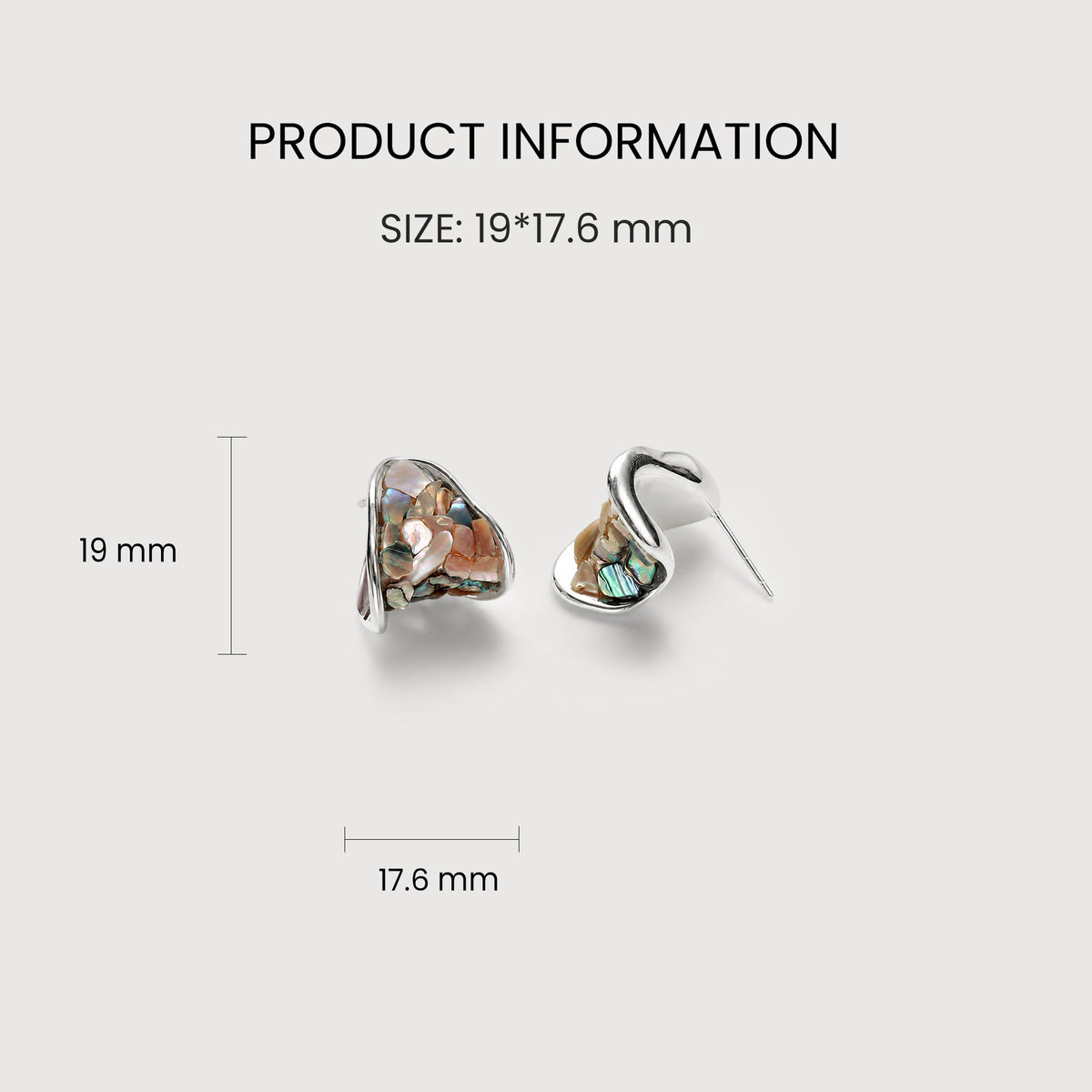 Iridescent Shell Inlay Sculptural Stud Earrings