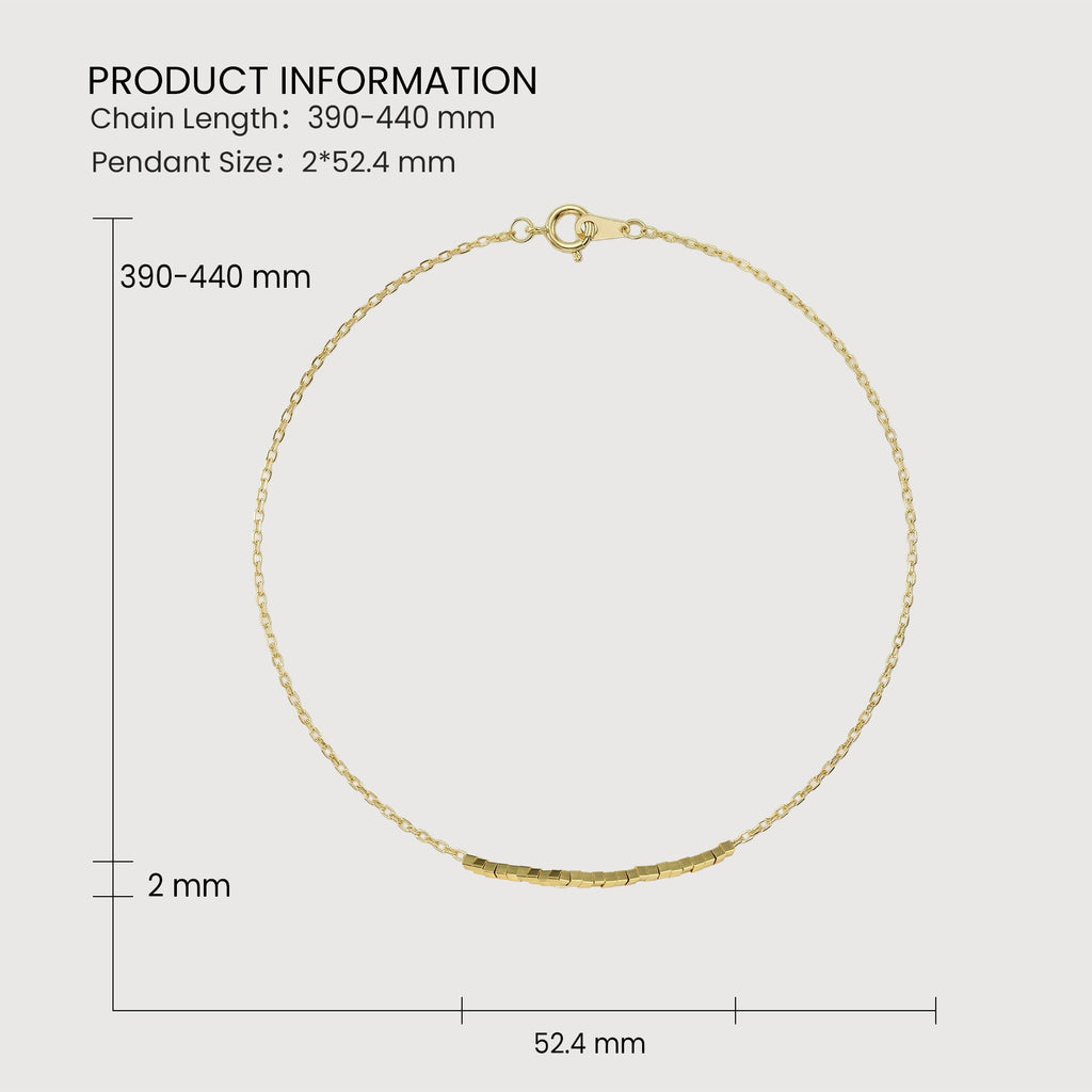 Gold Cube Bar S999 Silver Necklace