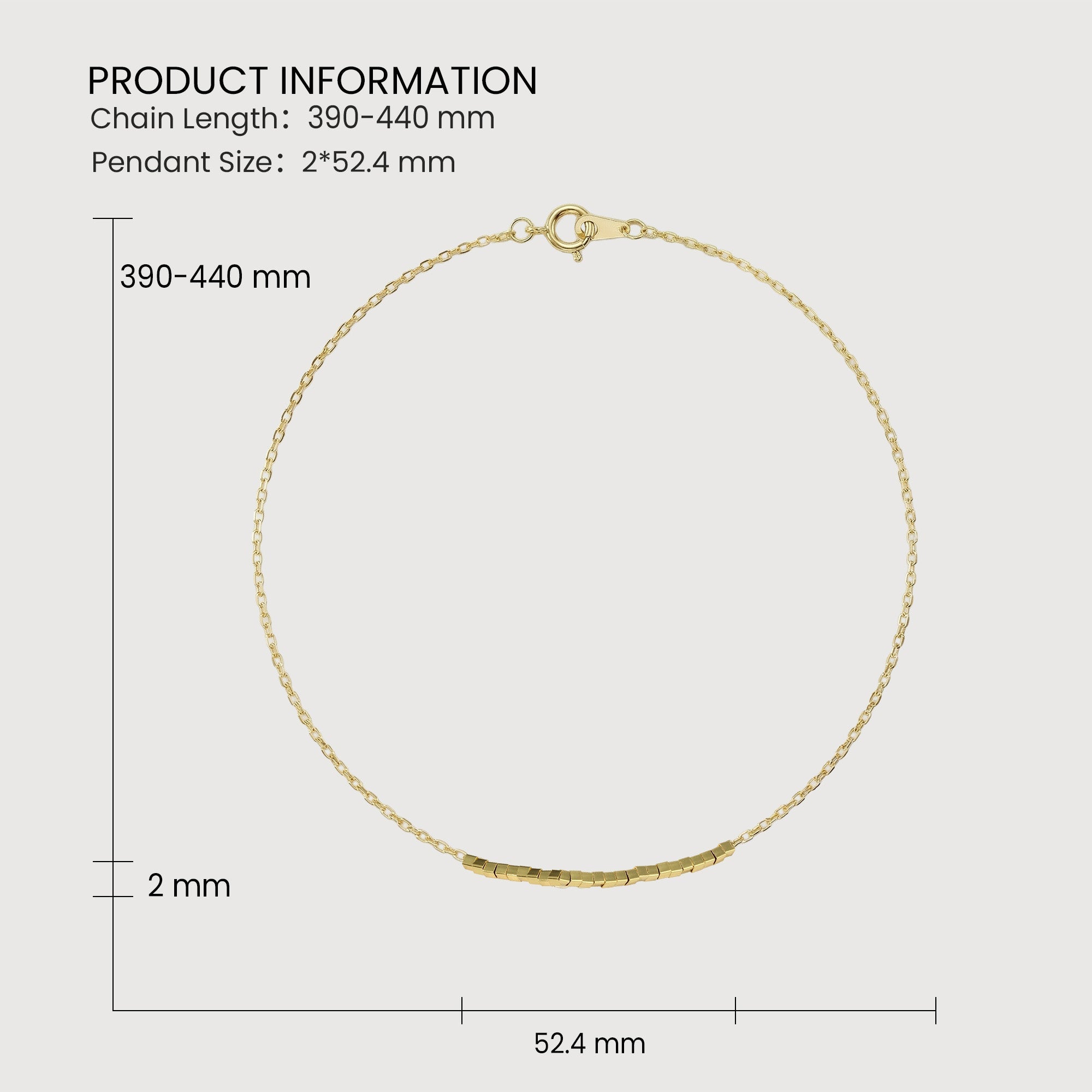 Gold Cube Bar S999 Silver Necklace