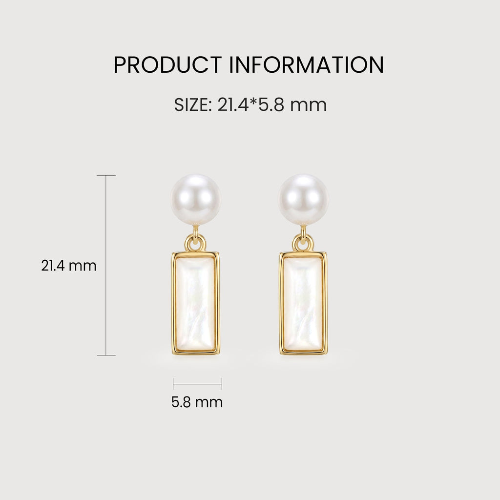 Freshwater Pearl Rectangular Drop Earrings