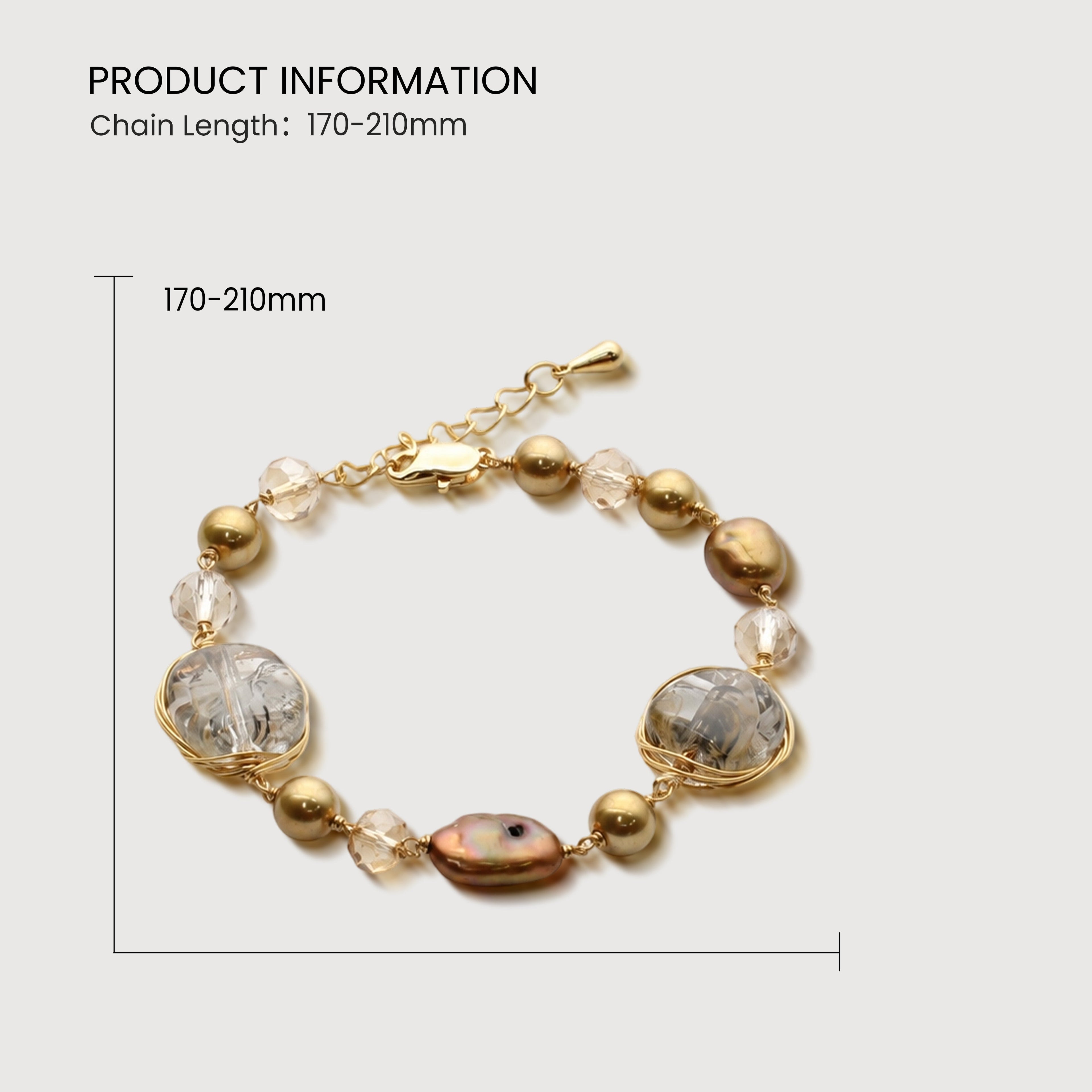 Freshwater Pearl & Crystal Link Bracelet