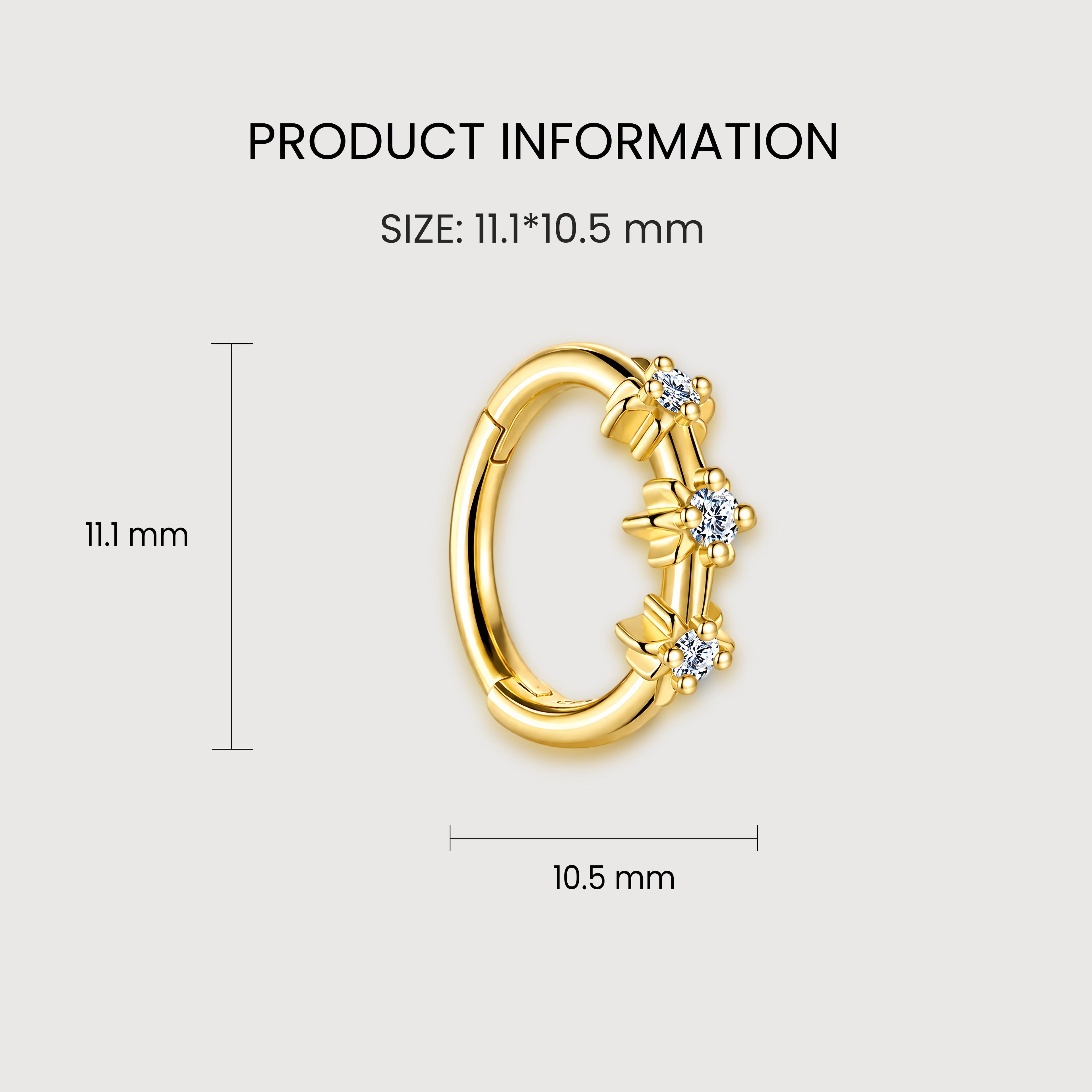Floral Zirconia Sterling Silver Huggie Hoops
