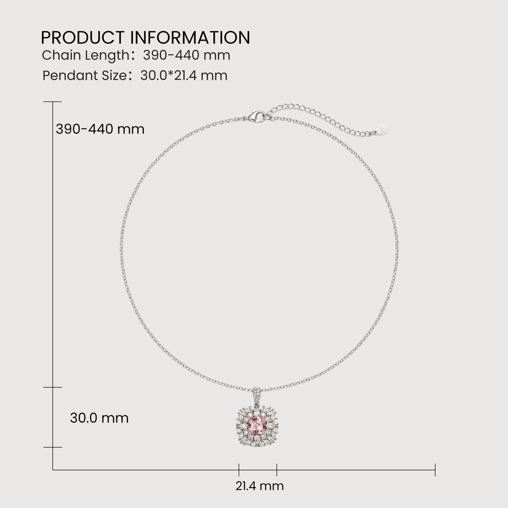 Pink Cubic Zirconia Halo Pendant Necklace