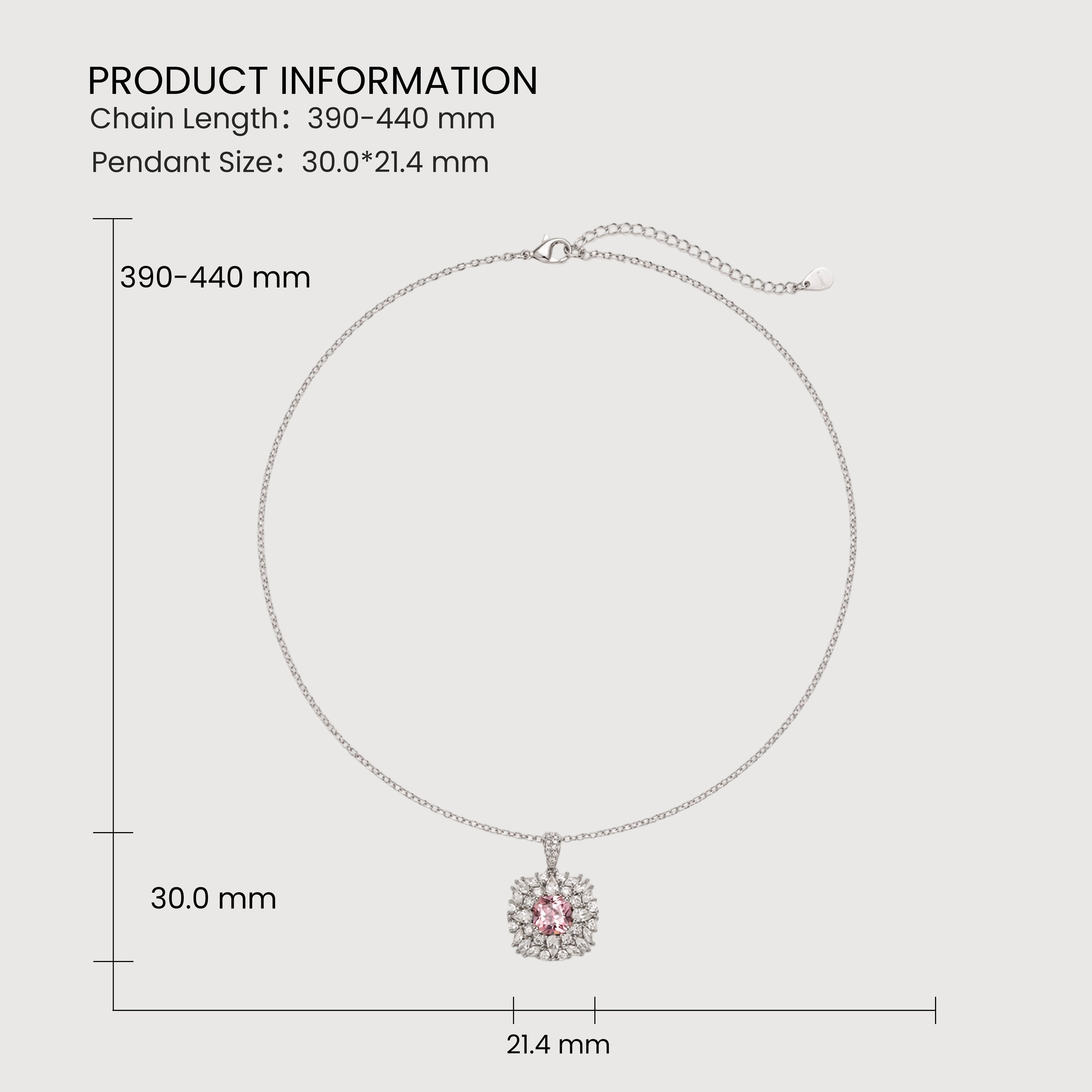 Pink Cubic Zirconia Halo Pendant Necklace