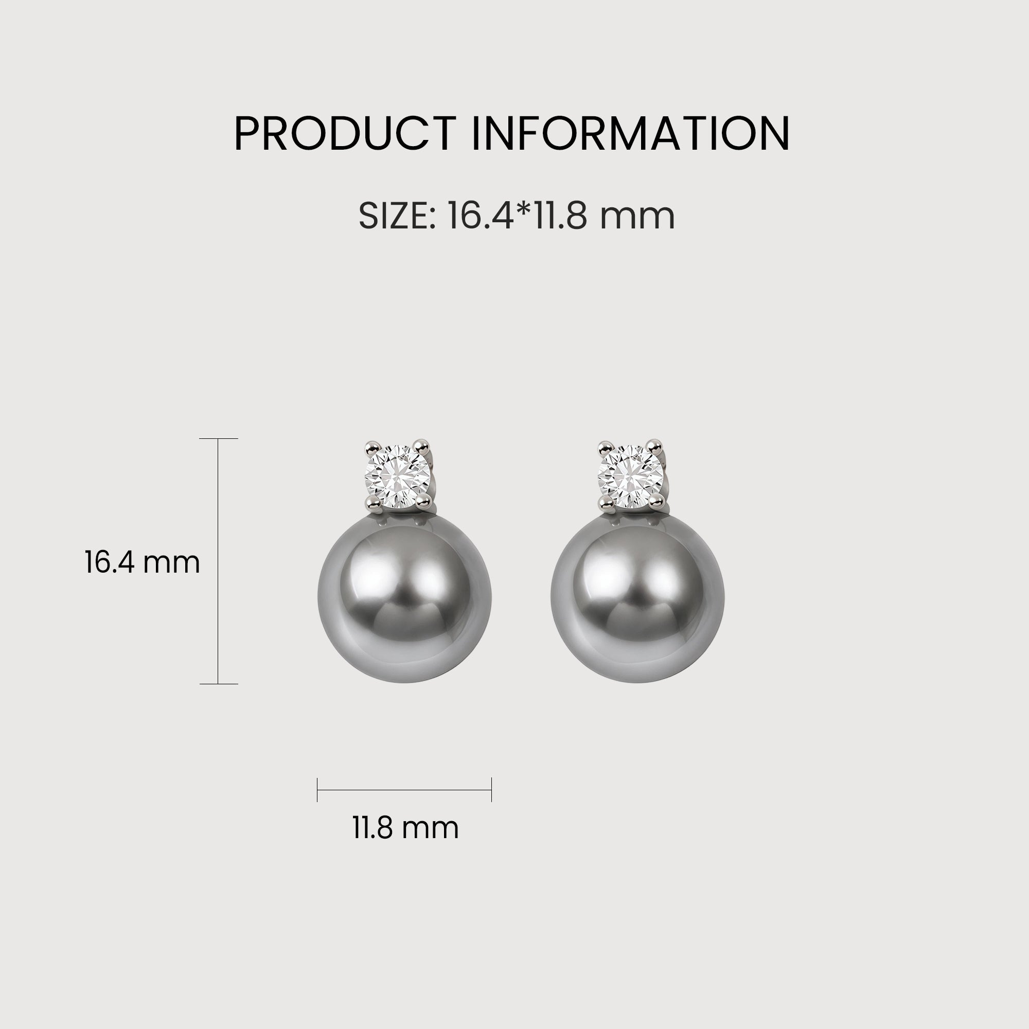 Grey Pearl-Effect Zircon Stud Earrings