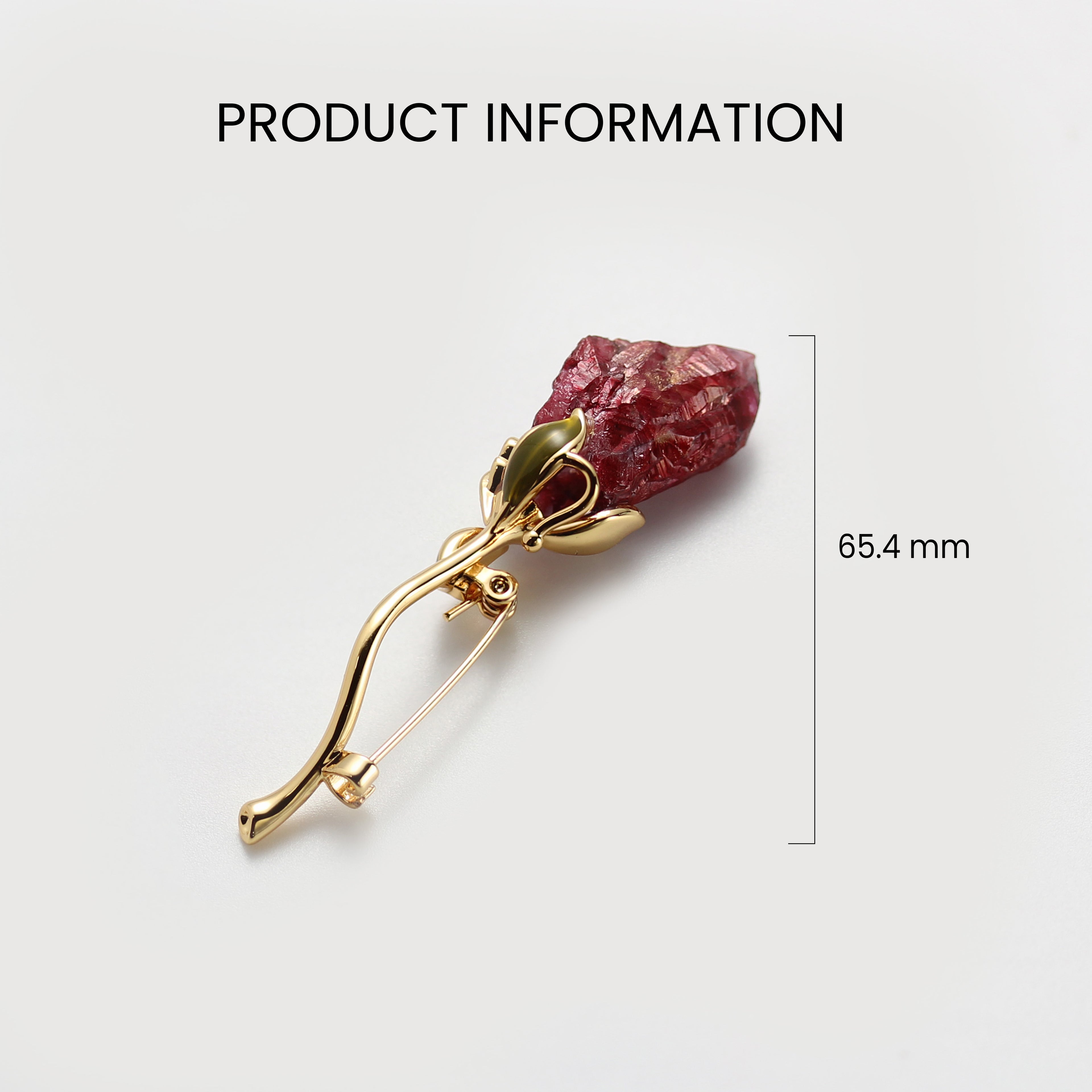 Red Glass Crystal Botanical Brooch