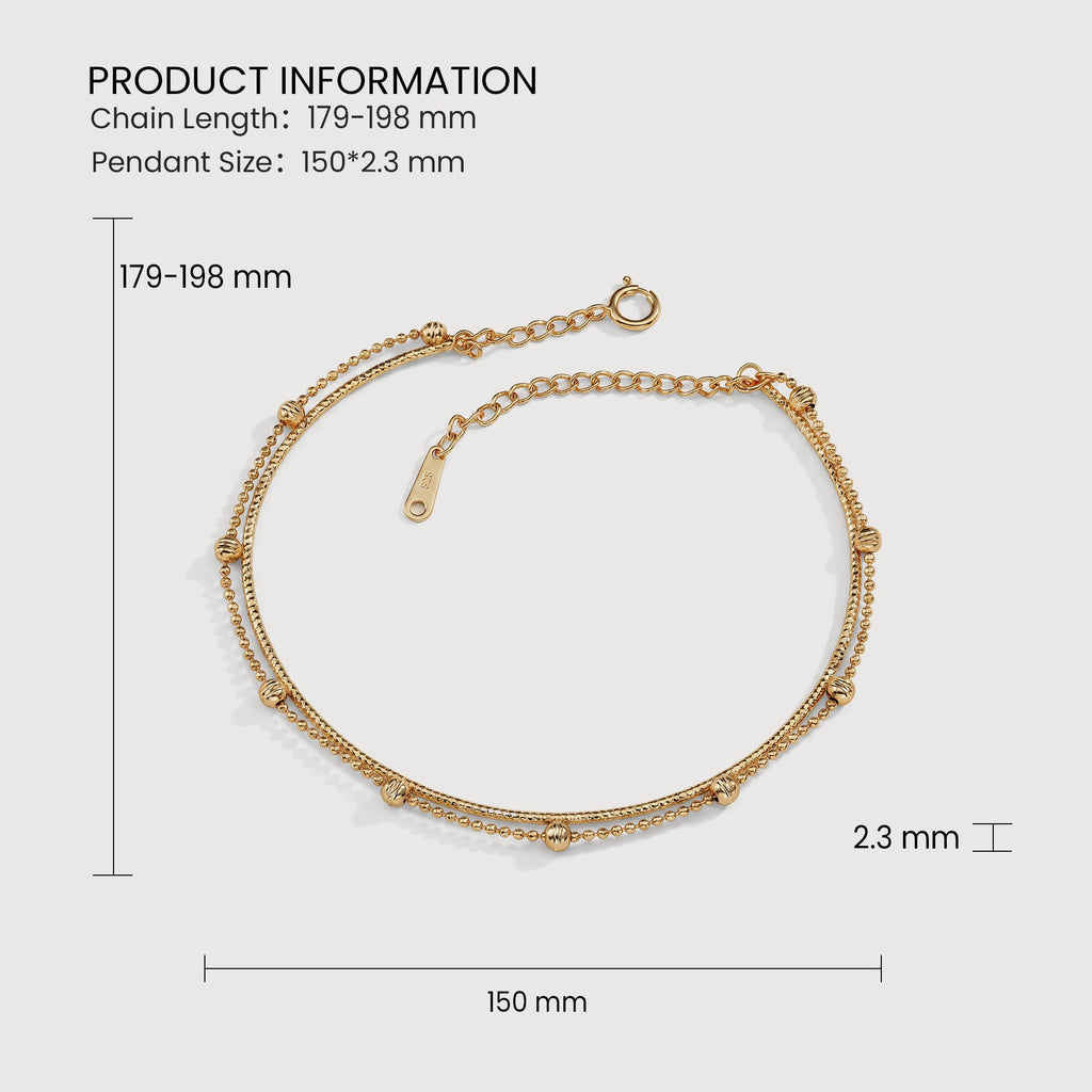 18K Gold-Plated S925 Double-Chain Bead Bracelet