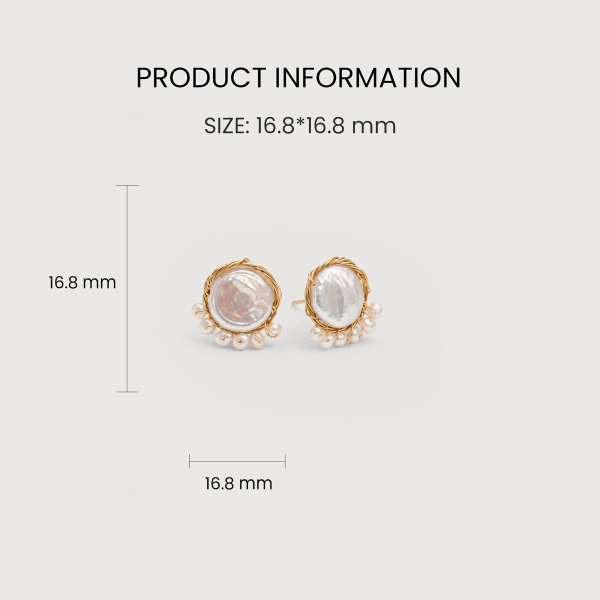 Gold-Plated Baroque Freshwater Pearl Stud Earrings