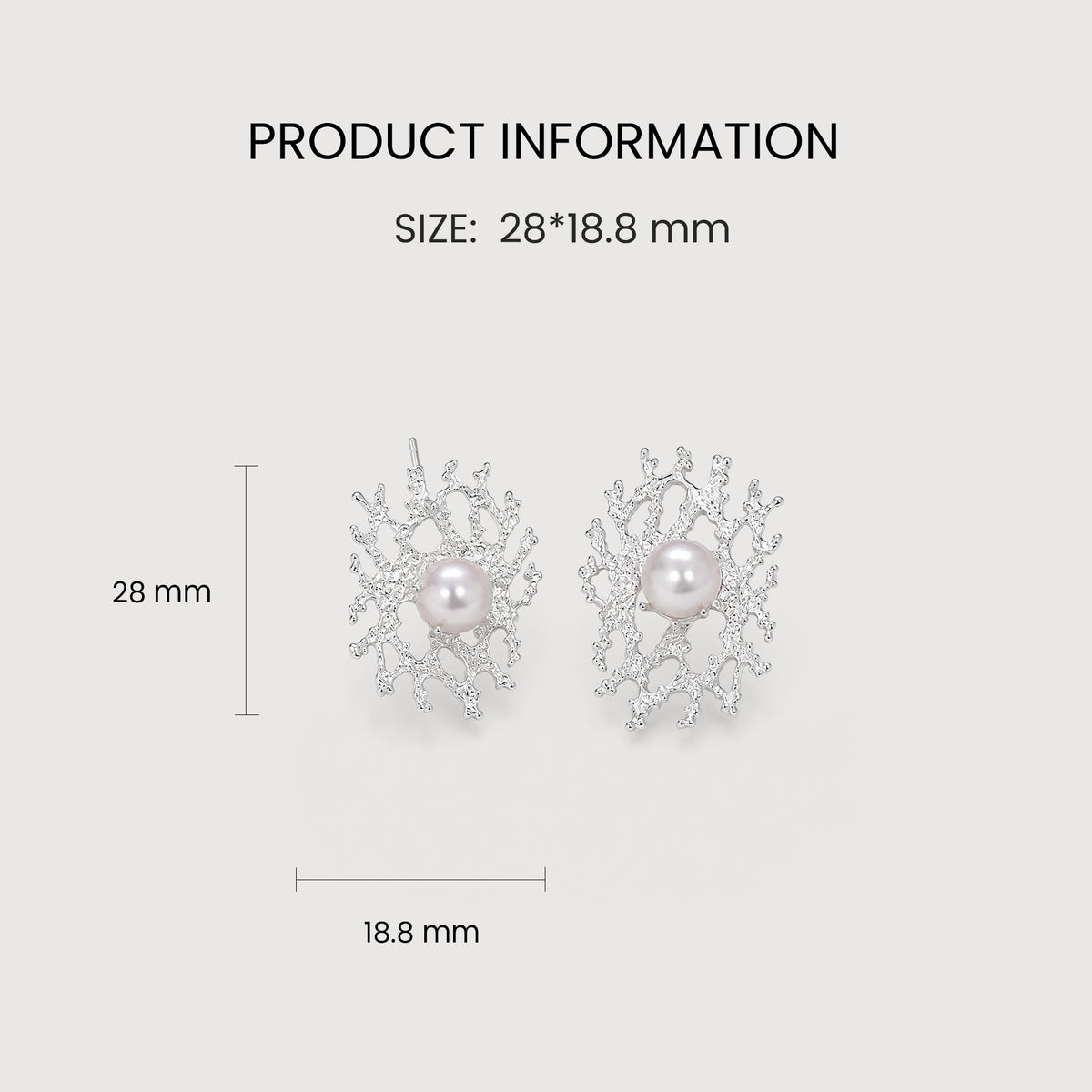 Coral Branch Pearl Statement Stud Earrings