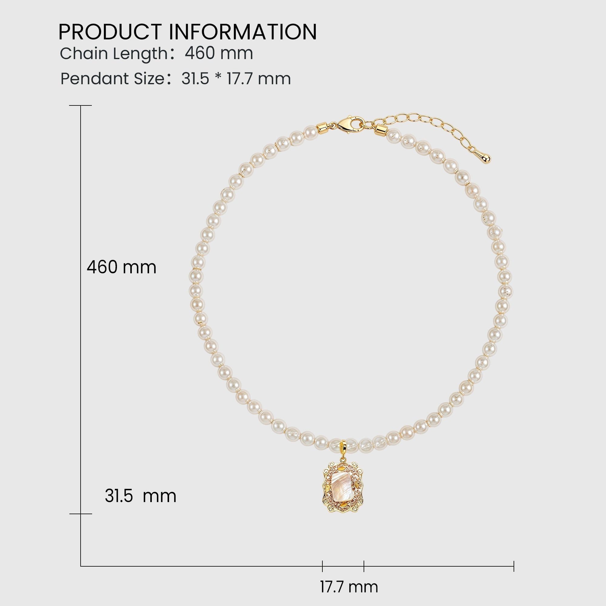 White Shell Pearl Pendant Necklace