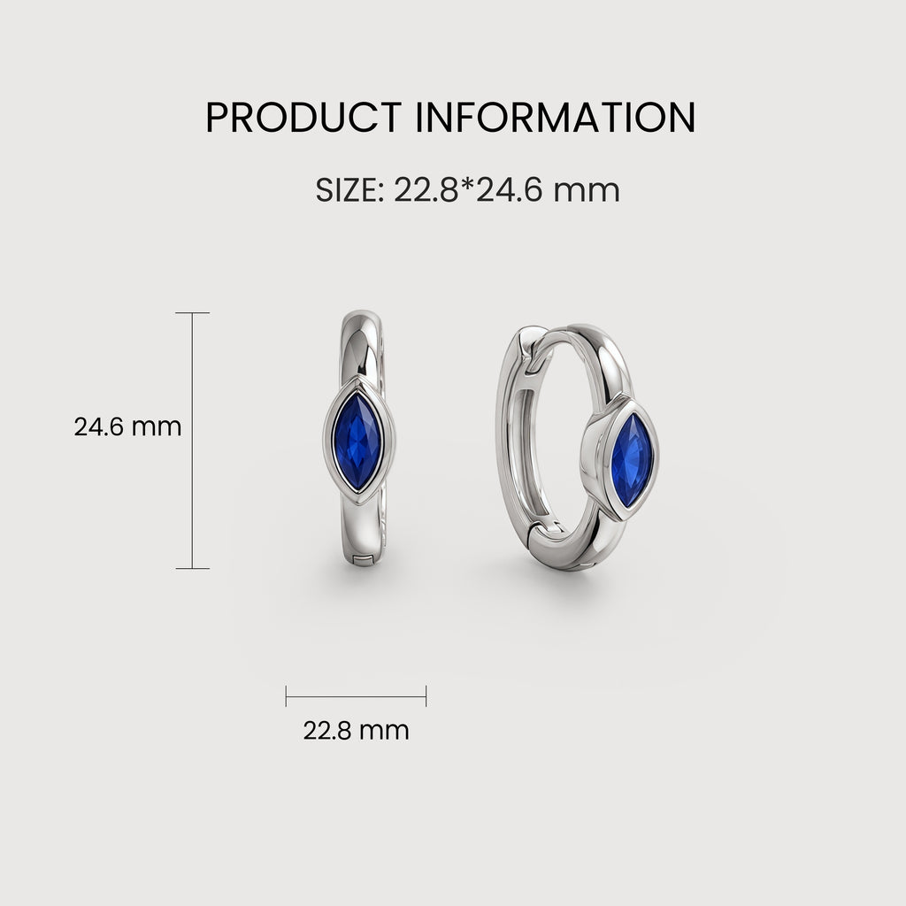 S925 Silver Marquise CZ Hinged Hoop Earrings