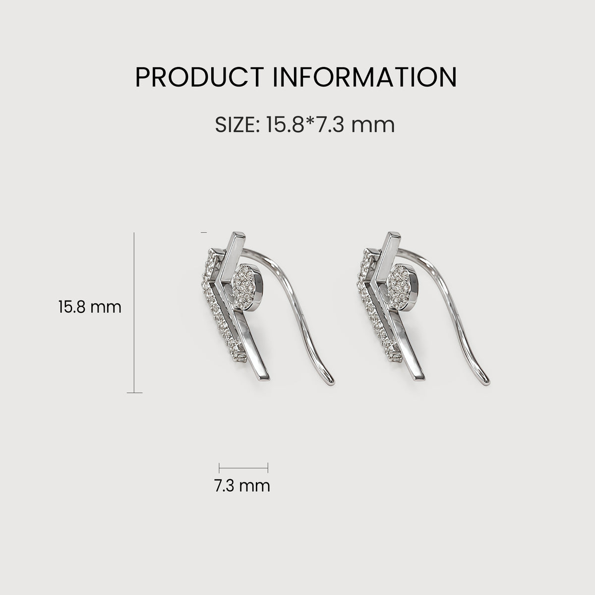 Geometric Pavé Zircon Ear Climber Earrings