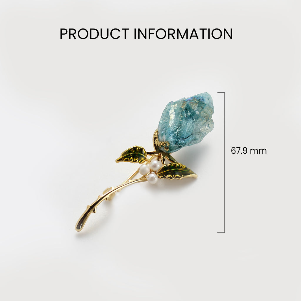 Blue Crystal Pearl Floral Brooch