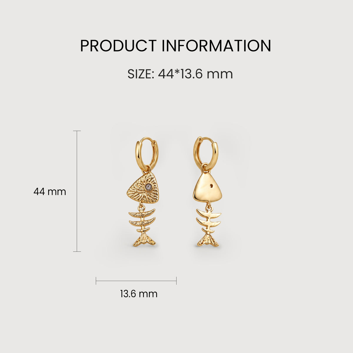 Textured Fishbone Charm Hoop Earrings