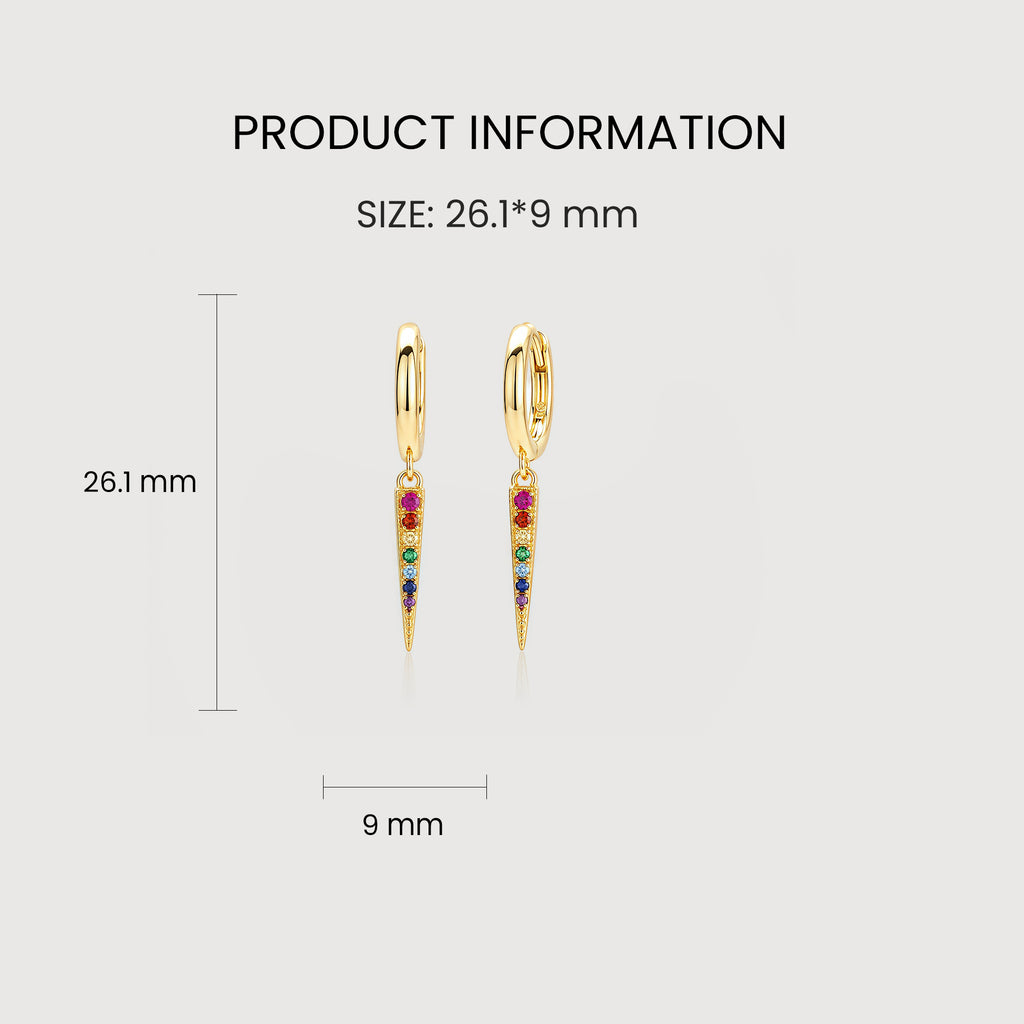 S925 Silver Rainbow Zircon Spike Hoop Earrings