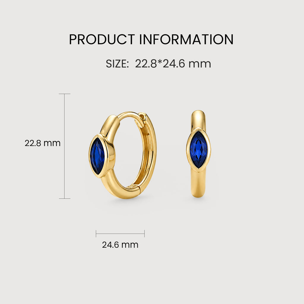 S925 Silver Marquise CZ Hinged Hoop Earrings