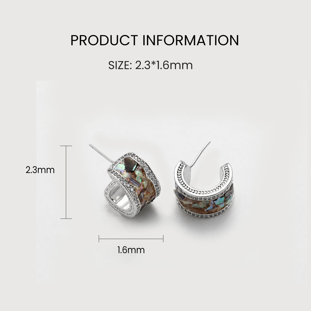 Abalone Shell S925 Wide Hoop Earrings