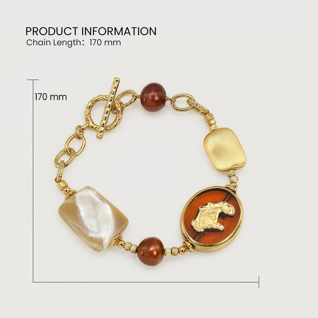 18K Gold-Plated Shell Horse Medallion Bracelet