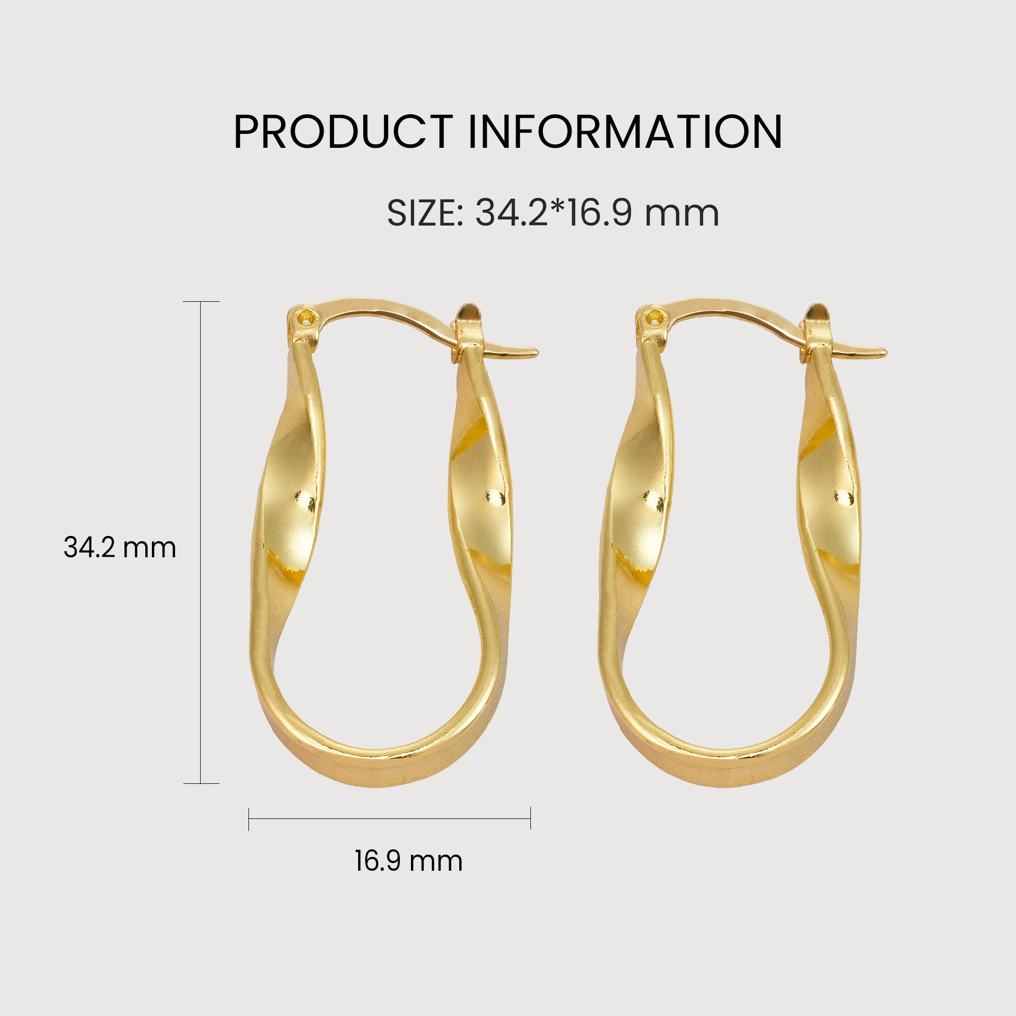 18K Gold-Plated Twisted Oval Hoop Earrings