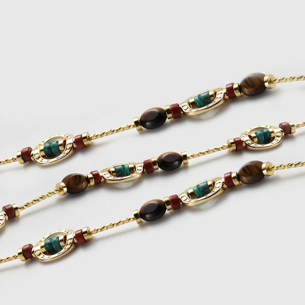 Gold-Plated Mixed Natural Stone Bracelet