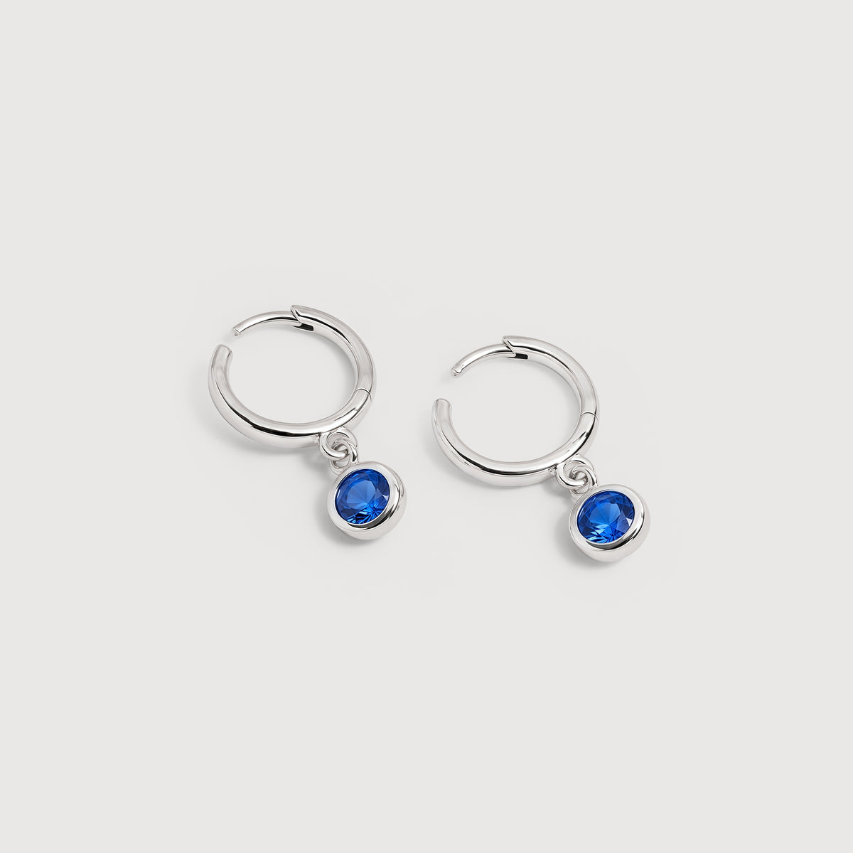 5A CZ Bezel Drop Huggie Hoop Earrings