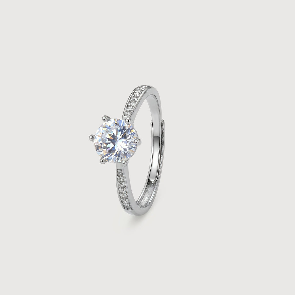 Round Zircon S925 Adjustable Couple Rings