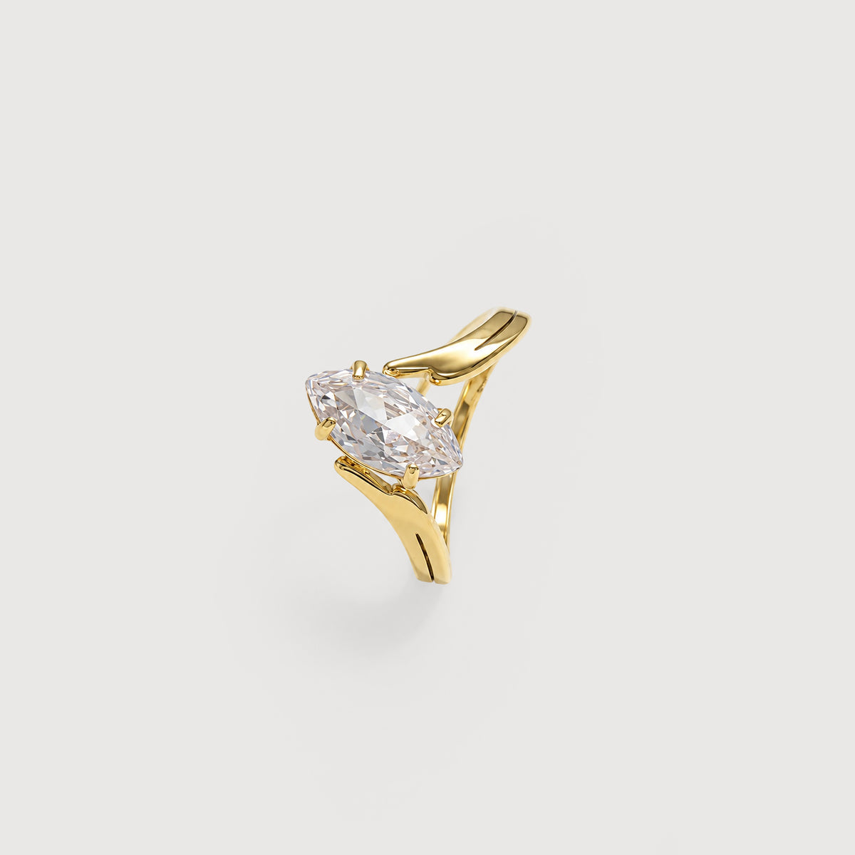 18K Gold-Plated Stainless Steel Marquise Zircon Ring