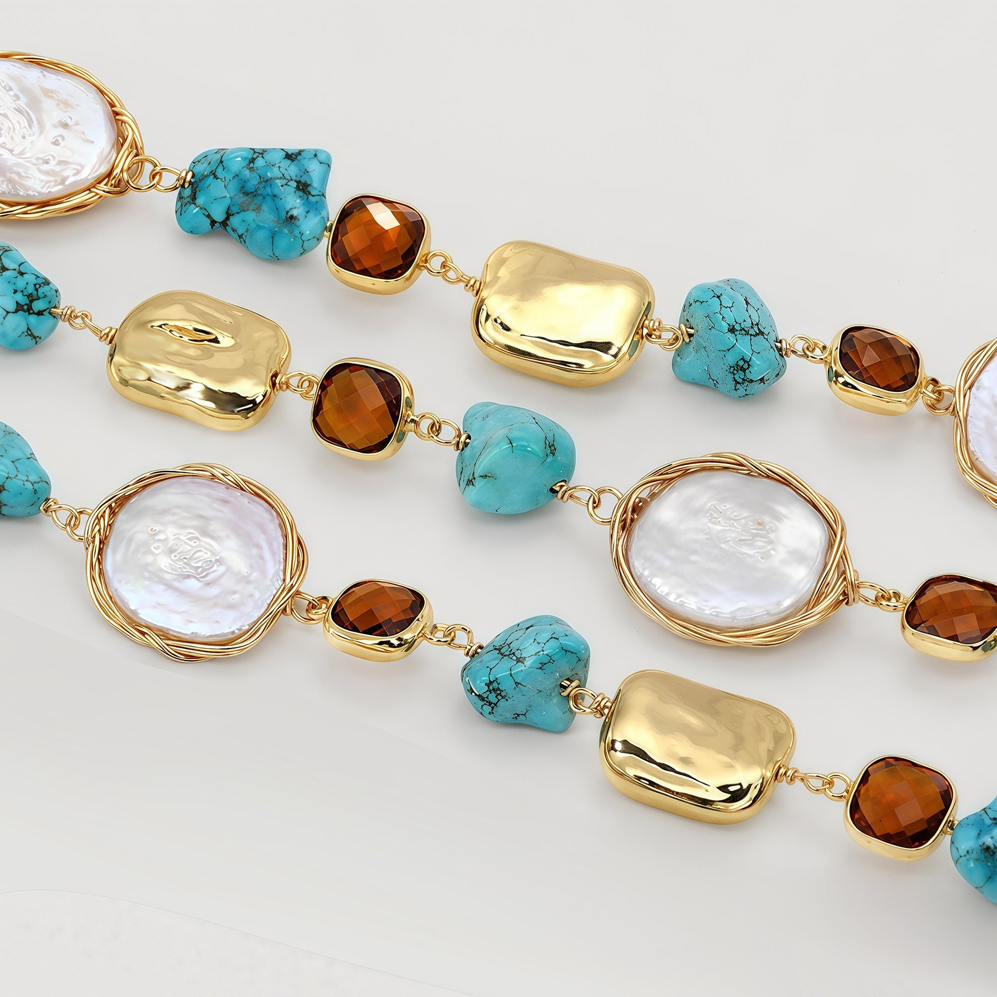 Baroque Pearl Turquoise Statement Necklace