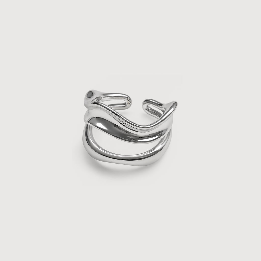 Sculptural Wave Adjustable Copper Ring