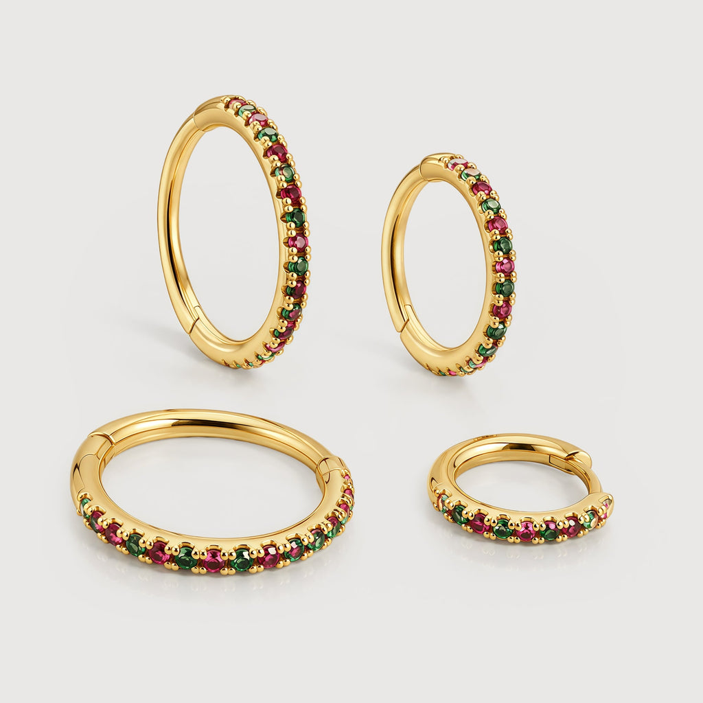 Multicolor Zircon Hoop Earrings