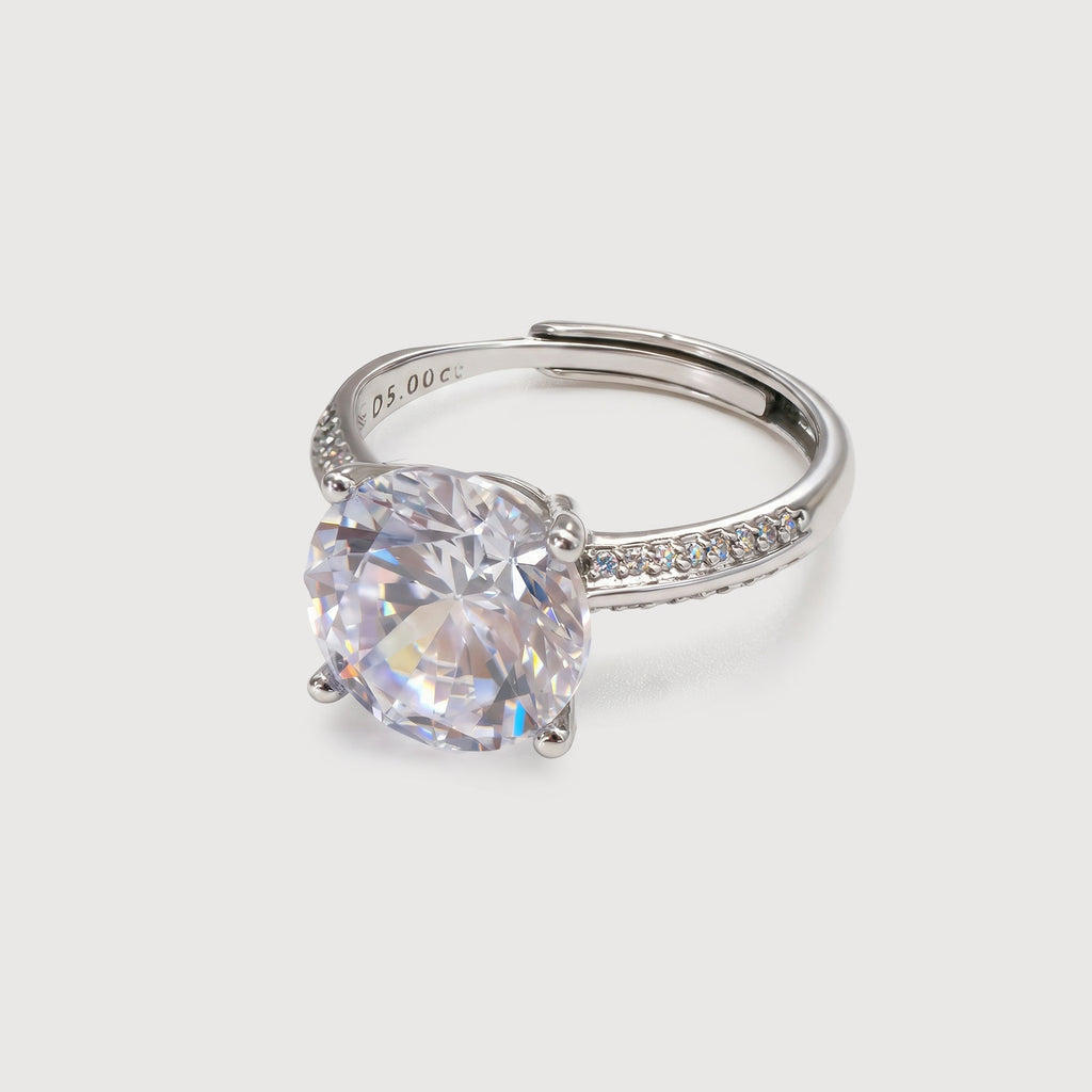 Silver-Tone Round Zircon Pavé Ring
