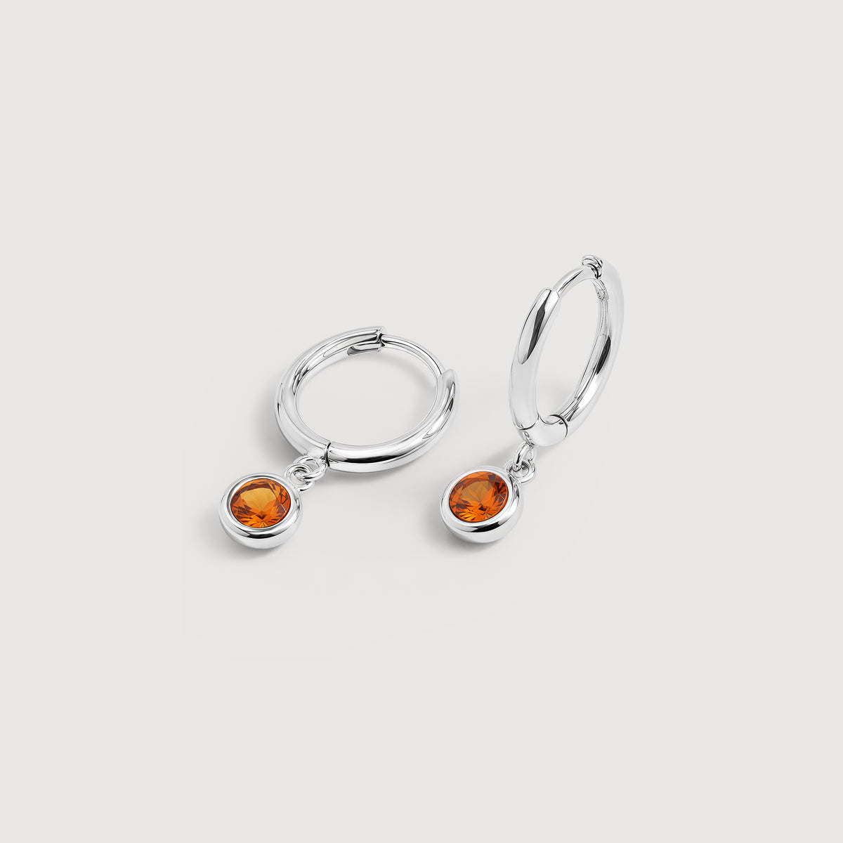 5A CZ Bezel Drop Huggie Hoop Earrings