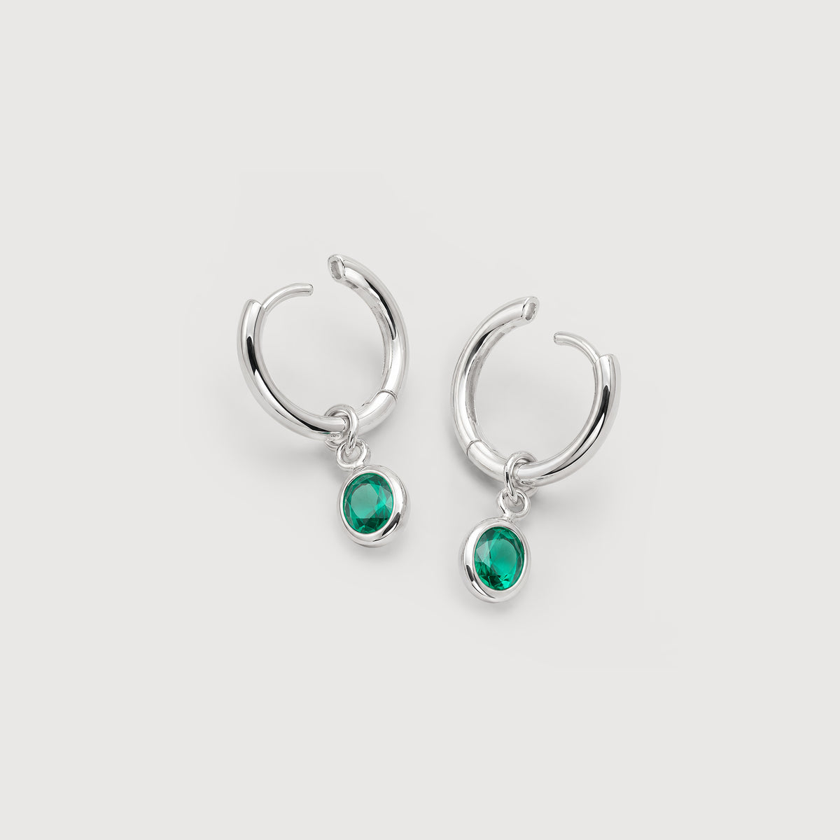 5A CZ Bezel Drop Huggie Hoop Earrings