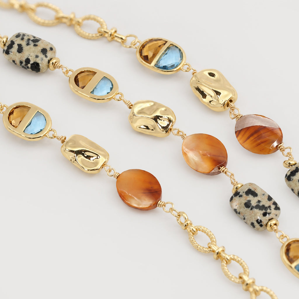 Mixed Stone Gold-Tone Statement Necklace