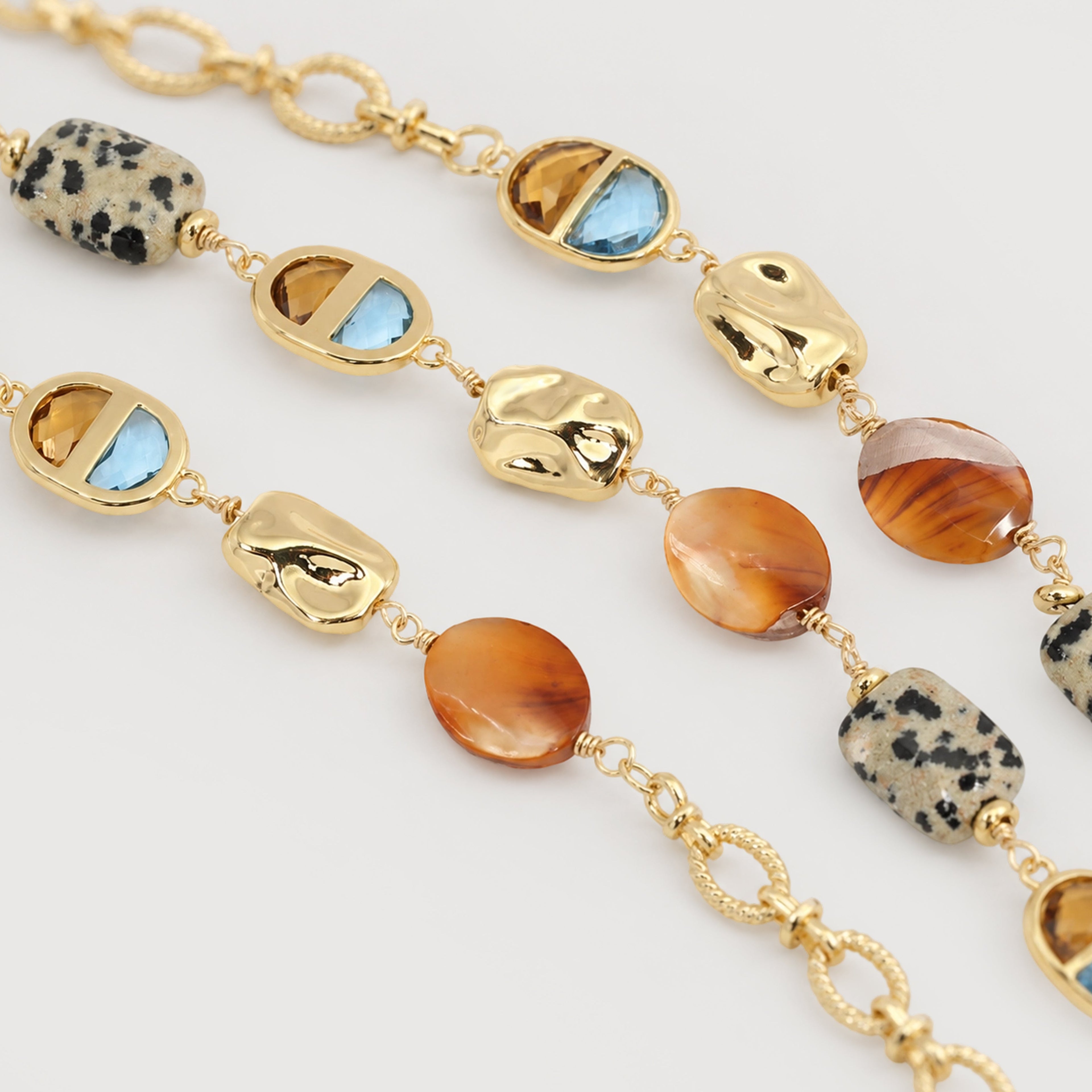 Mixed Stone Gold-Tone Statement Necklace