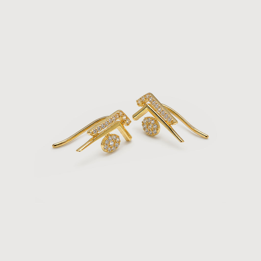 Geometric Pavé Zircon Ear Climber Earrings