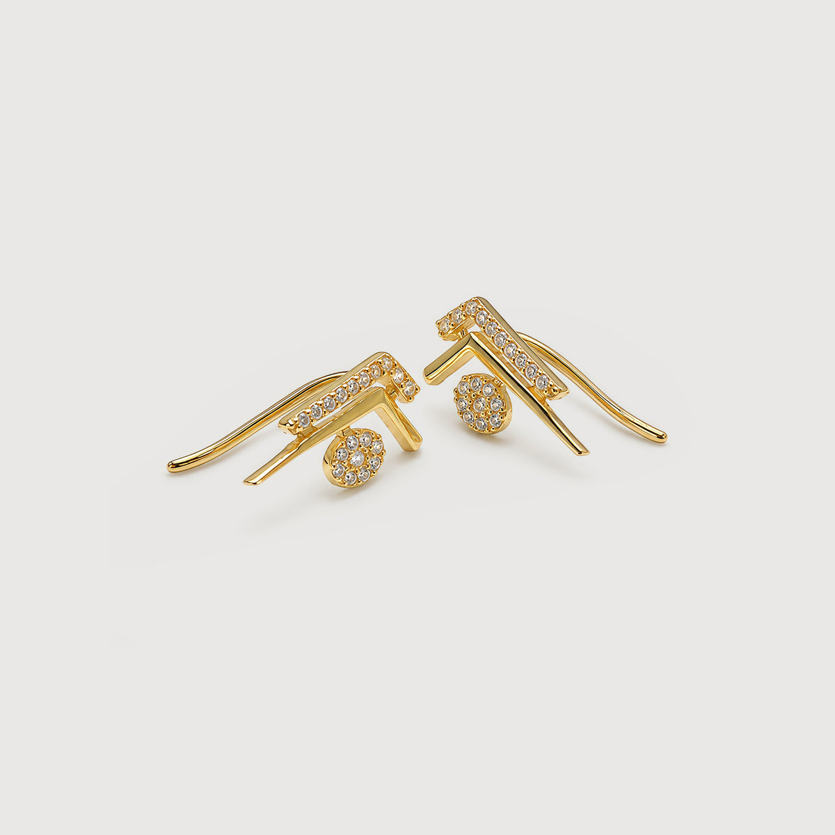 Geometric Pavé Zircon Ear Climber Earrings