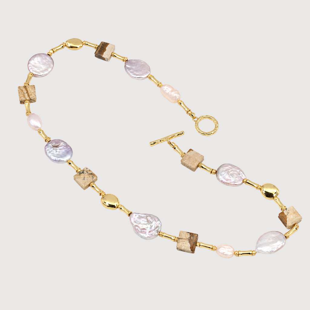 Baroque Pearl Picture Jasper Necklace