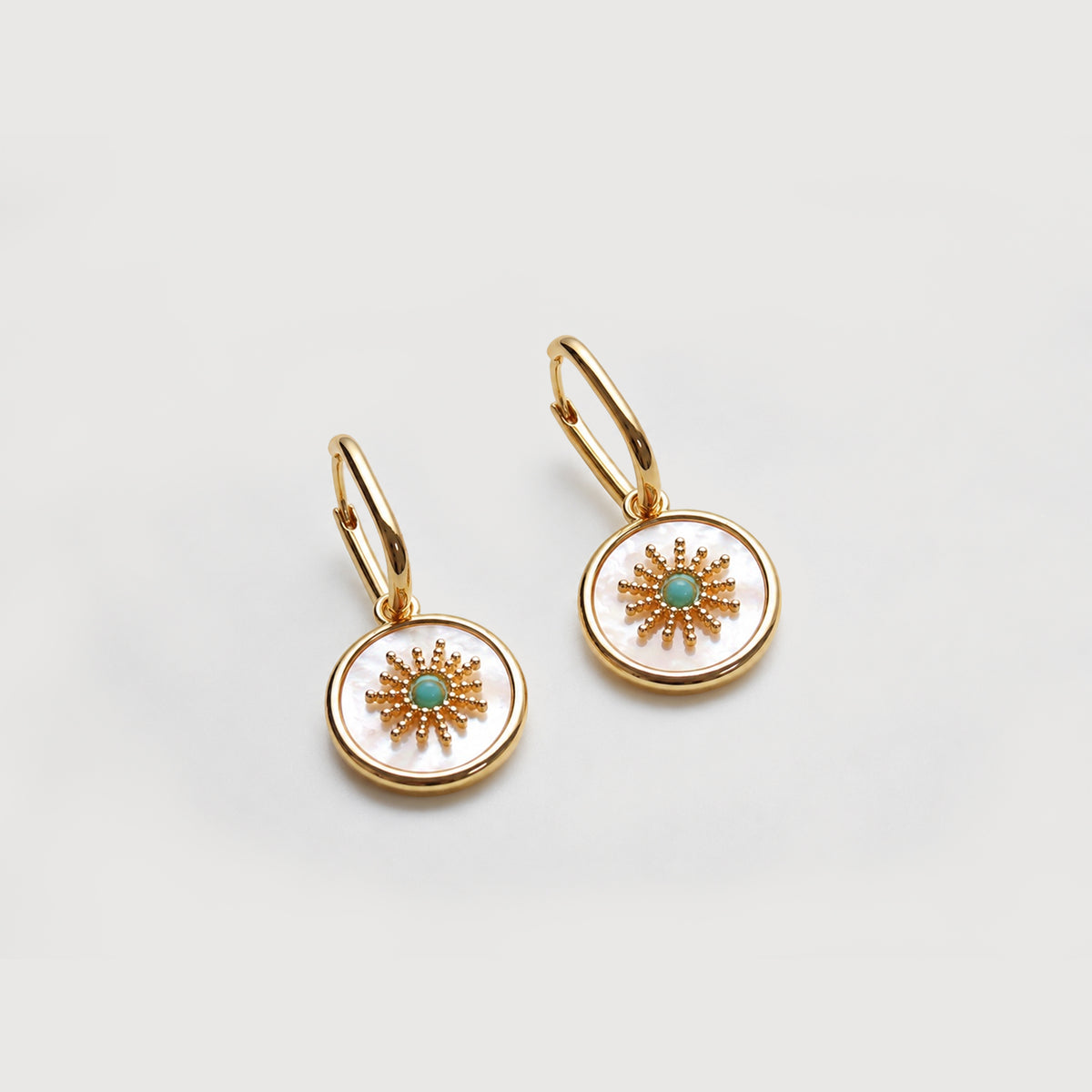 18K Gold-Plated Shell Sunburst Drop Earrings