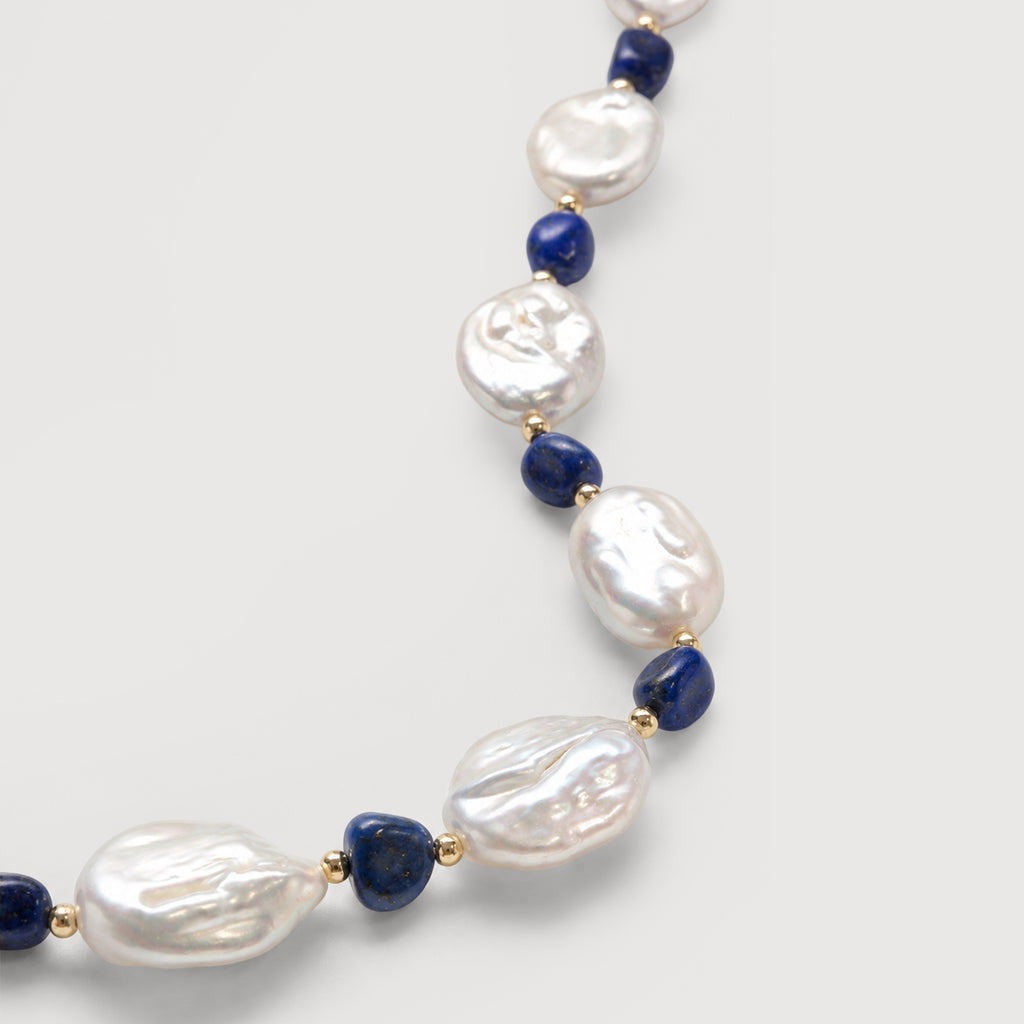 Baroque Freshwater Pearl & Blue Bead Gold-Plated Bracelet