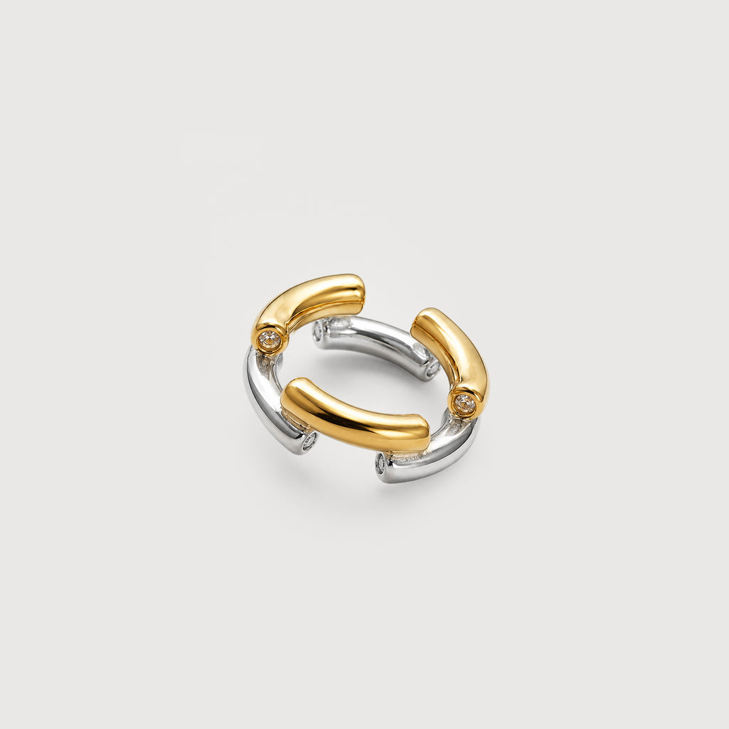 Two-Tone Open Link 18K Gold-Plated Stainless Steel Ring