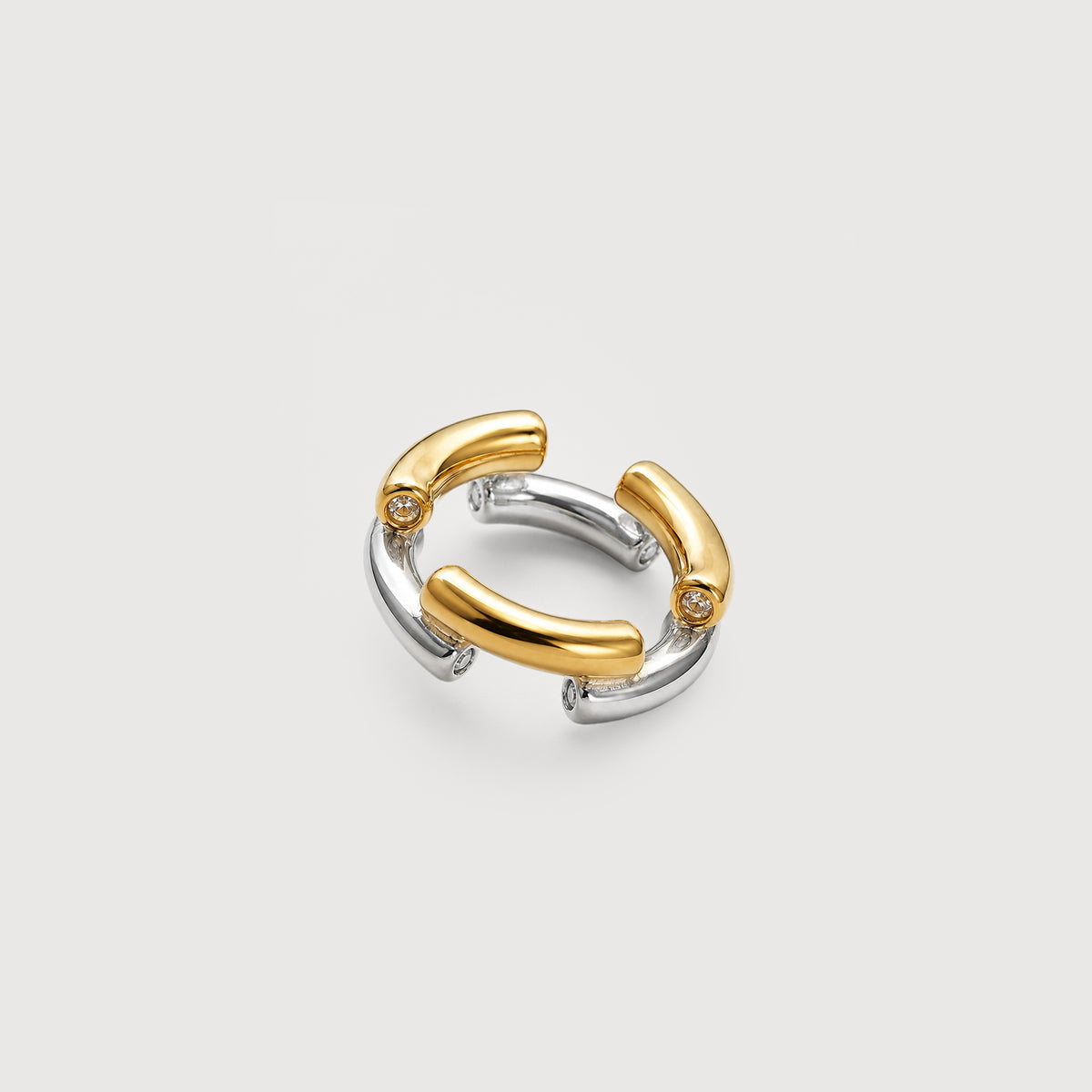 Two-Tone Open Link 18K Gold-Plated Stainless Steel Ring