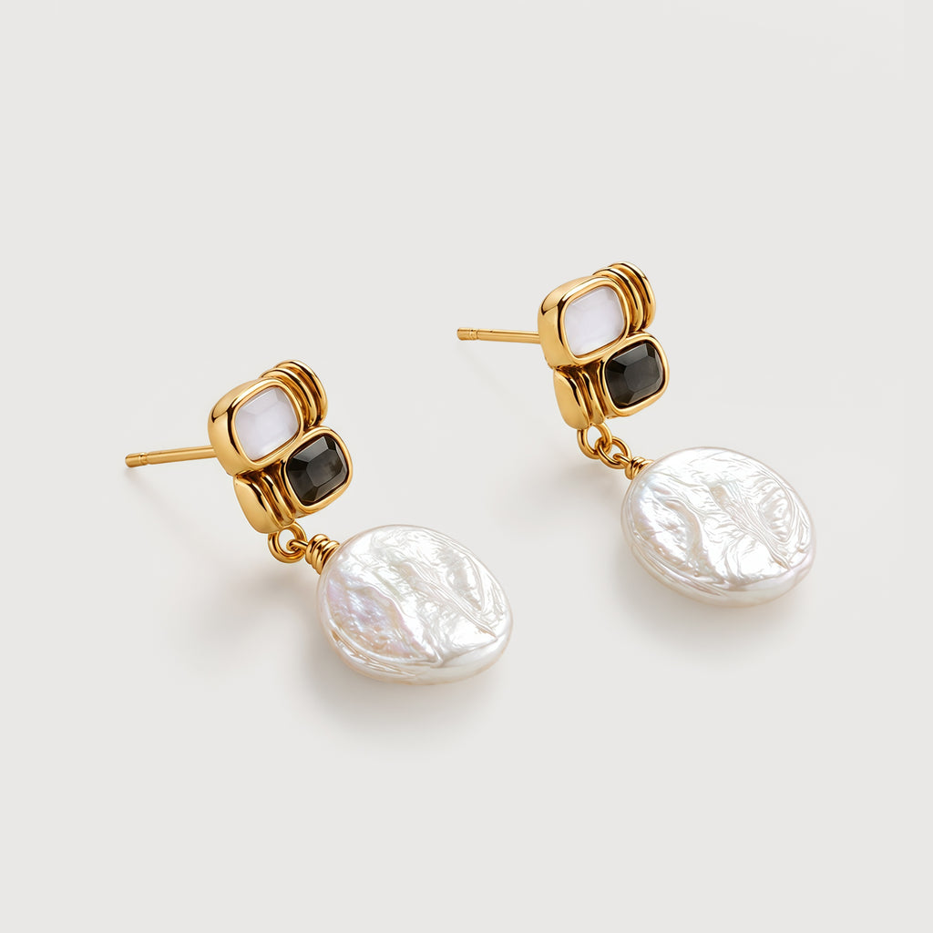 Gold-Plated Baroque Pearl Drop Earrings