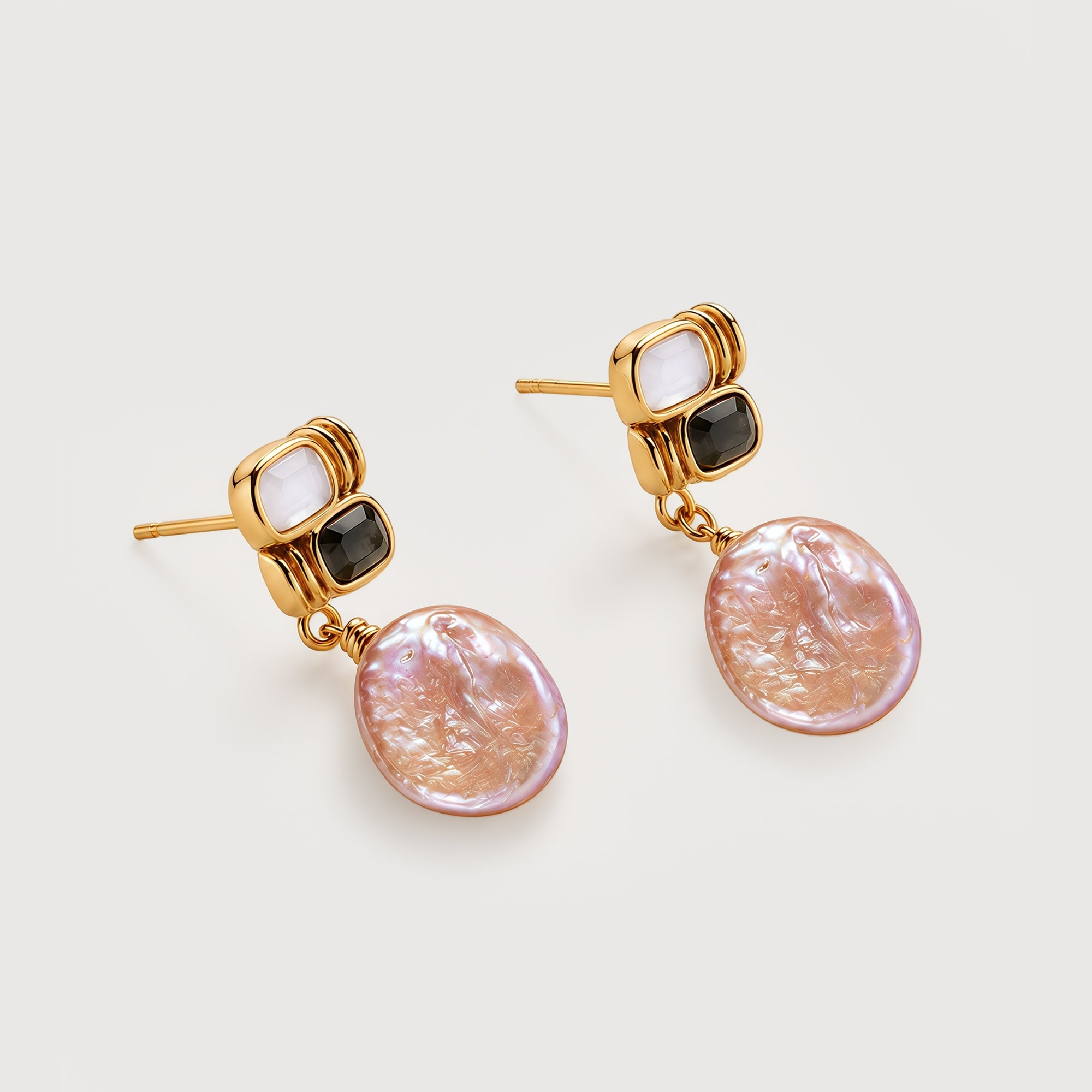 Gold-Plated Baroque Pearl Drop Earrings