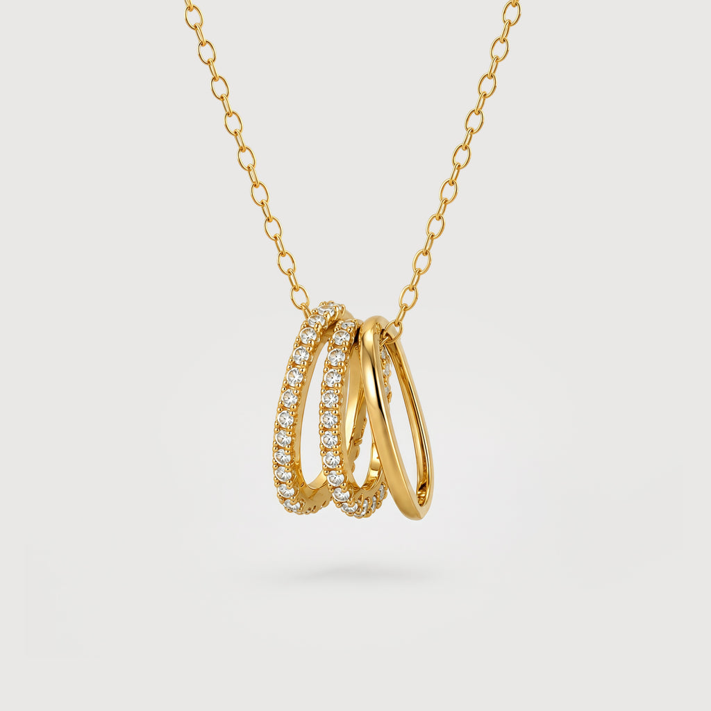 Gold-Plated S925 Interlocking Ring Necklace