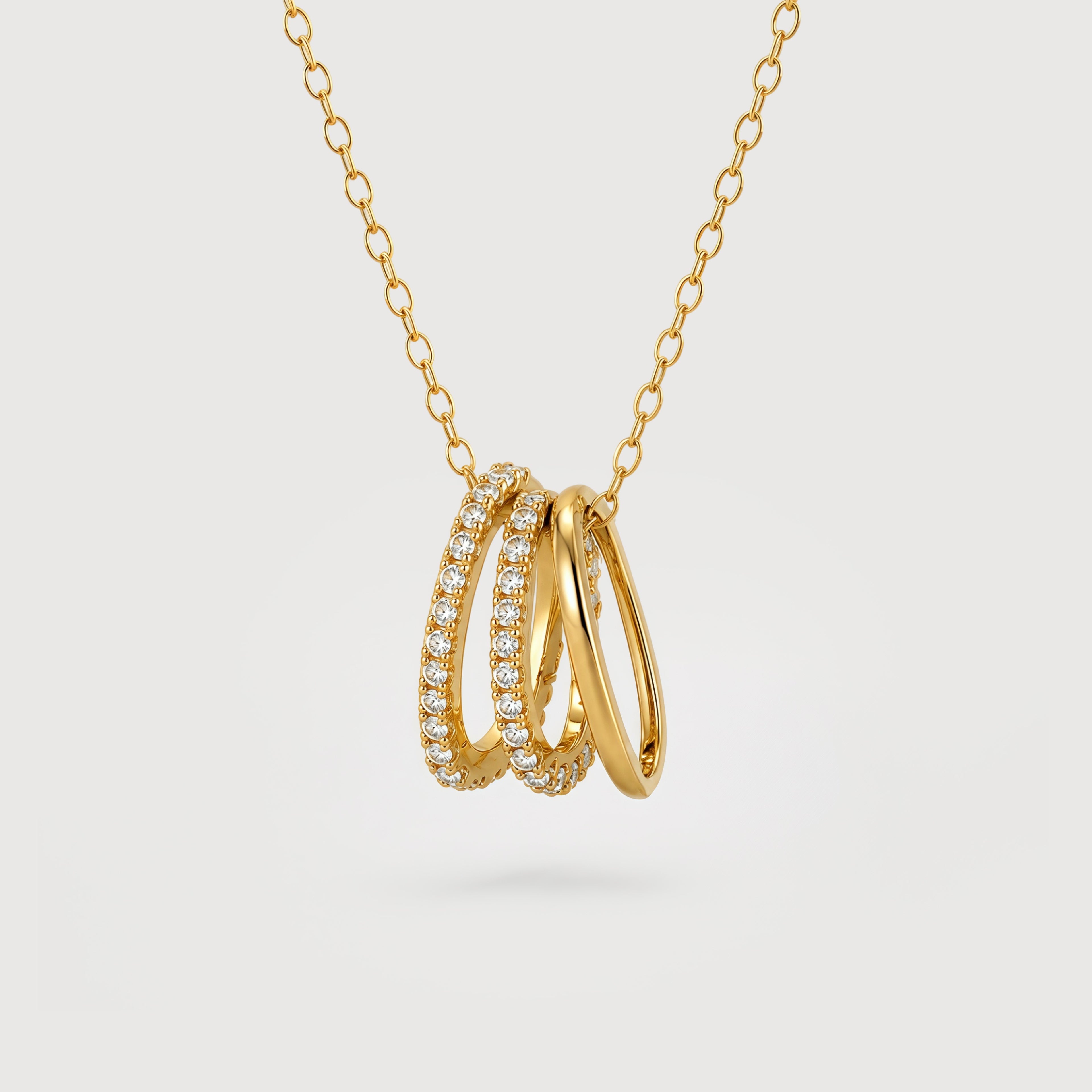 Gold-Plated S925 Interlocking Ring Necklace